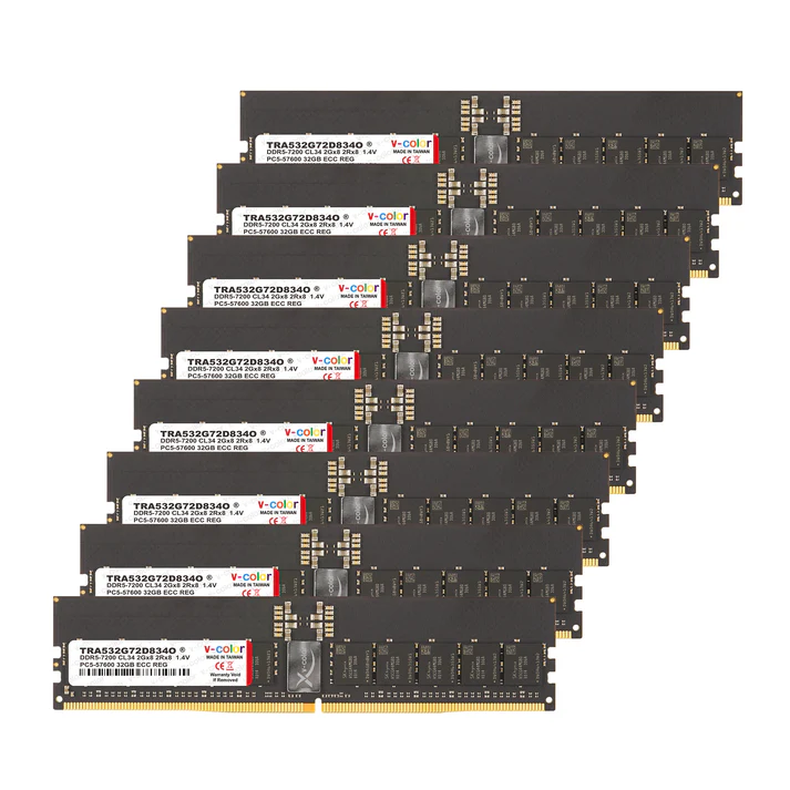 世界的に V-COLOR R-DIMM OC 2Rx8 2Gx8 CL34 7200MHz (32GBx8) 256GB DDR5 脱毛・除毛